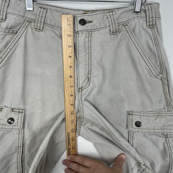 DISTRESSED- Carhartt Men's Size 31 Relaxed Fit Work Cargo Shorts Tan Khaki Beige - Picture 4 of 14